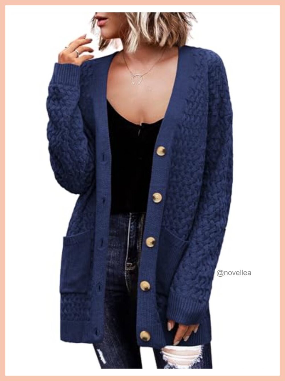 Zeagoo Cardigan Sweater Long Sleeve Button Down Open Front Cable Knit